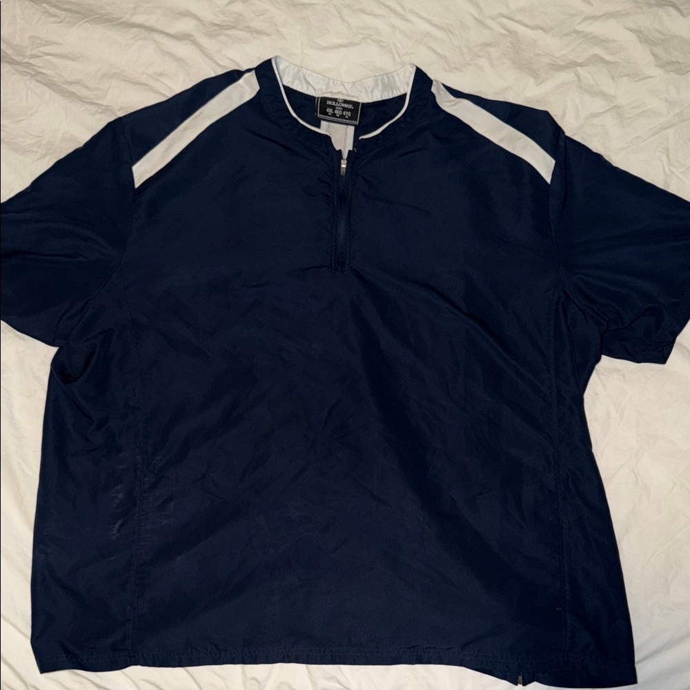 Holloway Men's Navy and White Quarter-Zip Shirt Size 4XL